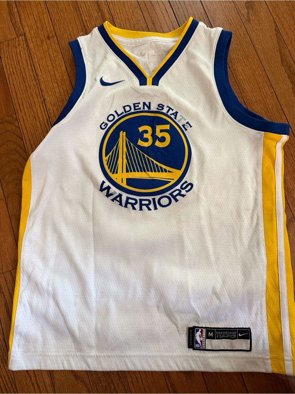 Nike Golden State Warriors #35 White, Blue & Yellow Jersey
